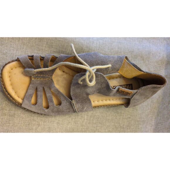 Pikolonos Suede Gray Tie Sandals, Size 33, Gladiator, Strappy, Artsy, Boho - Picture 4 of 8